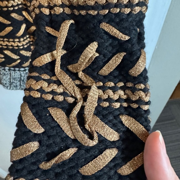 Rag & Bone Metallic Knit Sweater XS | Black Camel Geometric Pattern | Designer - Picture 5 of 9